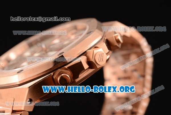 Audemars Piguet Royal Oak Chronograph Miyota OS10 Quartz Rose Gold Case with Grey Dial and Rose Gold Bracelet - Click Image to Close